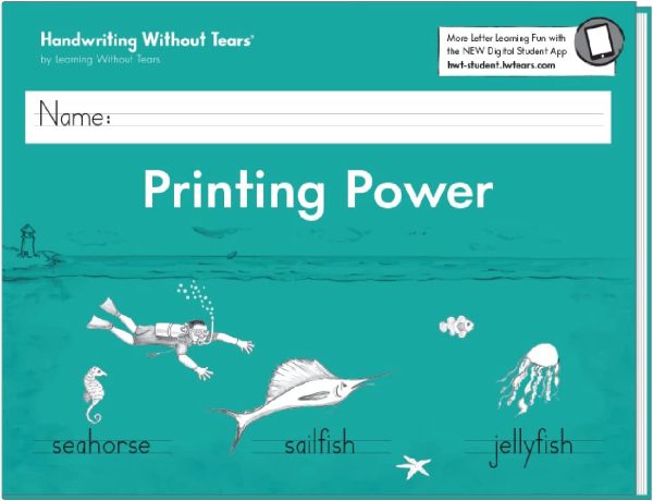 Learning Without Tears - Printing Power Student Workbook, Current Edition - Handwriting Without Tears Series - 2nd Grade Writing Book - Writing and Language Arts Lessons - for School or Home Use