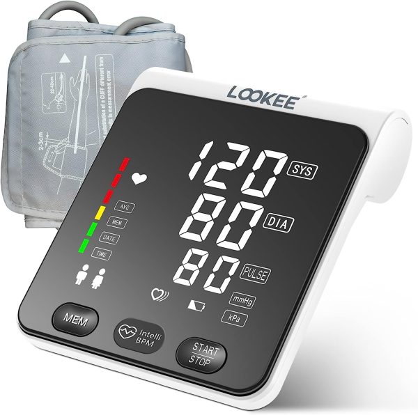 LOOKEE A2 Premium LED Automatic Upper Arm Blood Pressure Monitor Machine for Home Use | Super Large Genuine 6.4" LED Panel | Slim Body | Large Cuff | Two Users | Irregular Heartbeat Monitor