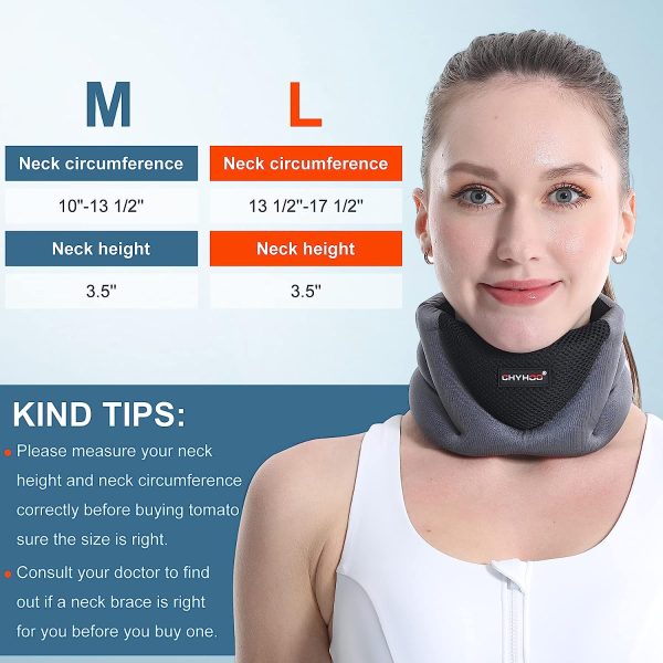 CHYHOO Neck Brace for Neck Pain and Support,Foam Cervical Collar for Wraps Keep Vertebrae Stable and Aligned,Relieves Neck Pain and Spine Pressure for Women & Men（ 3.5″Depth Collar,M） (L,2.6 Ounce) - Image 7