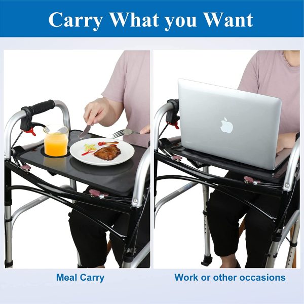 Dotday Walker Tray with Cup Holder, Universal Walker Tray Table for Standard Folding Walker, Mobility Walker Accessories Walker Table, Walker Tray, Medical Equipment for Senior-Black - Image 6