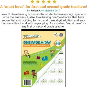 Channie's One Page A Day Double Digit Math Problem Workbook for 1st Graders, 2nd Graders, and 3rd Grade Simply Tear Off On Page a Day For Math Repetition Exercise! Addition and Subtraction Workbook