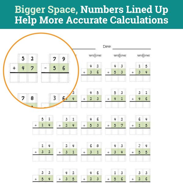 Channie's One Page A Day Double Digit Math Problem Workbook for 1st Graders, 2nd Graders, and 3rd Grade Simply Tear Off On Page a Day For Math Repetition Exercise! Addition and Subtraction Workbook - Image 4
