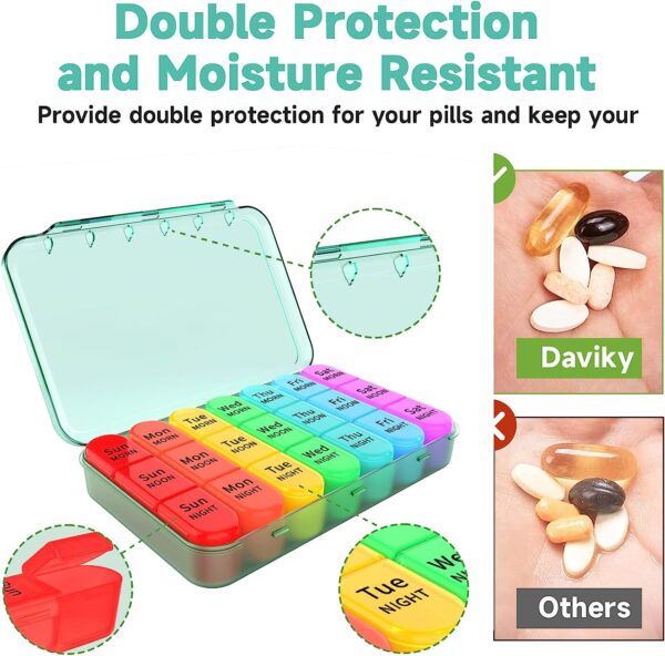 Daviky Pill Organizer 3 Times a Day, Weekly Pill Organizer 3 Times a Day, Pill  Box 7 Day, Pill Cases Organizers 7 Day, Daily Pill Box Organizer, Medicine  Organizer to Hold Vitamins and Medication