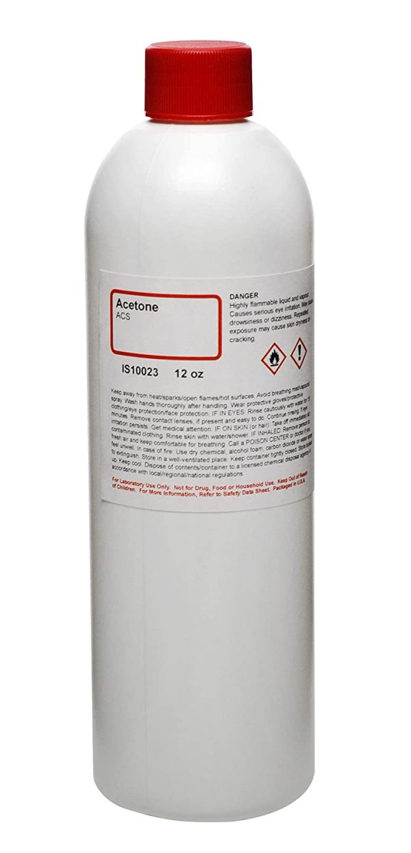 Anhydrous Acetone, 12oz - ACS Grade - 100% Acetone - Pure Acetone - The Curated Chemical Collection