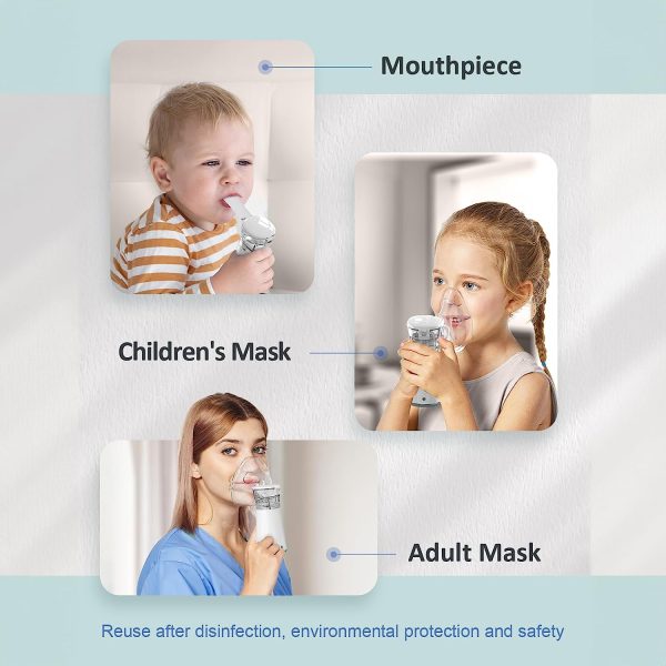 Portable Nebulizer Machine for Adults - Kids Handheld Ultrasonic Mesh Nebulizer, Effective Atomization, Automatic Cleaning, Personal Steam Inhaler, Suitable for Family Travel Use for with 3 Cover - Image 6