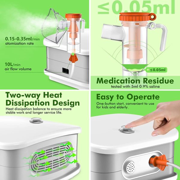 Compressor Nebulizer Machine, Desktop Nebulizer Machine for Adults and Kids Upgraded Jet Nebulizer with Complete Accessories Personal Steam Inhaler Cool Mist Kits for Home, Travel and Office - Image 2
