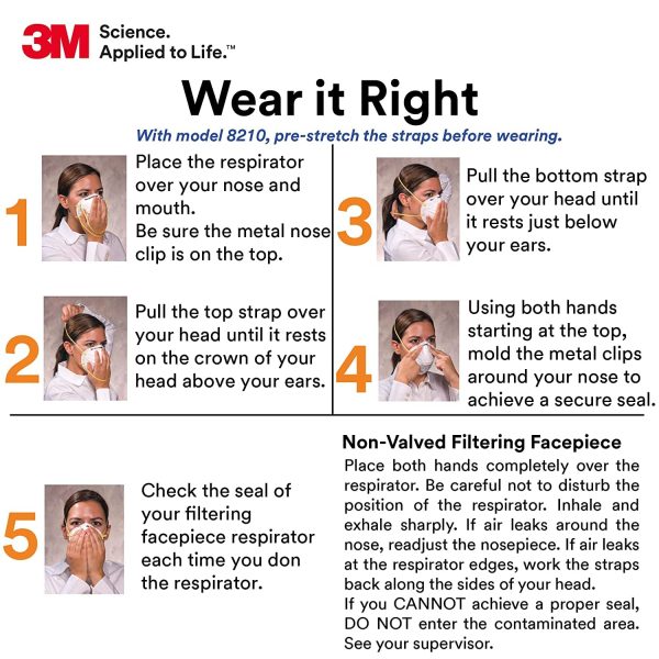 3M Personal Protective Equipment Particulate Respirator 8210, N95, Smoke, Dust, Grinding, Sanding, Sawing, Sweeping, 20/Pack - Image 5