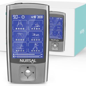 NURSAL TENS EMS Unit, Electric Muscle Stimulator Machine for Back Pain Relief Therapy & Management, 24 Modes 8 Replacement Electrode Pads