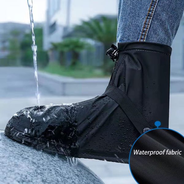 VBoo Shoe Covers with Zipper Hard Sole Version Waterproof Shoe Covers Reusable Galoshes for Rainy and Snowy Outdoors Garden etc, Rain Boots for Men Women Kid (Large, Black) - Image 6