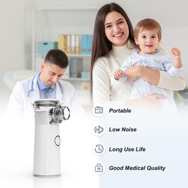 Mini Portable Nebulizer,Handheld Nebulizer Machine for Adults & Kids, Quiet Nebulizers for Travel and Household Use, Ultrasonic Nebulizer Personal Cool Mist Steam Inhaler - Image 4