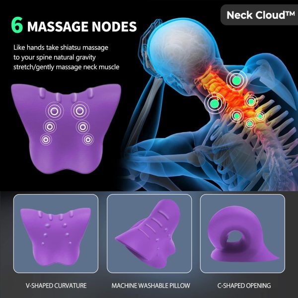 Neck Cloud - Cervical Traction Device, Neck Cloud for Hump, Cervical Neck Traction Device, Neck and Shoulder Relaxer,Neck Stretcher Cervical Traction for Tmj Pain Relief (Purple) - Image 6