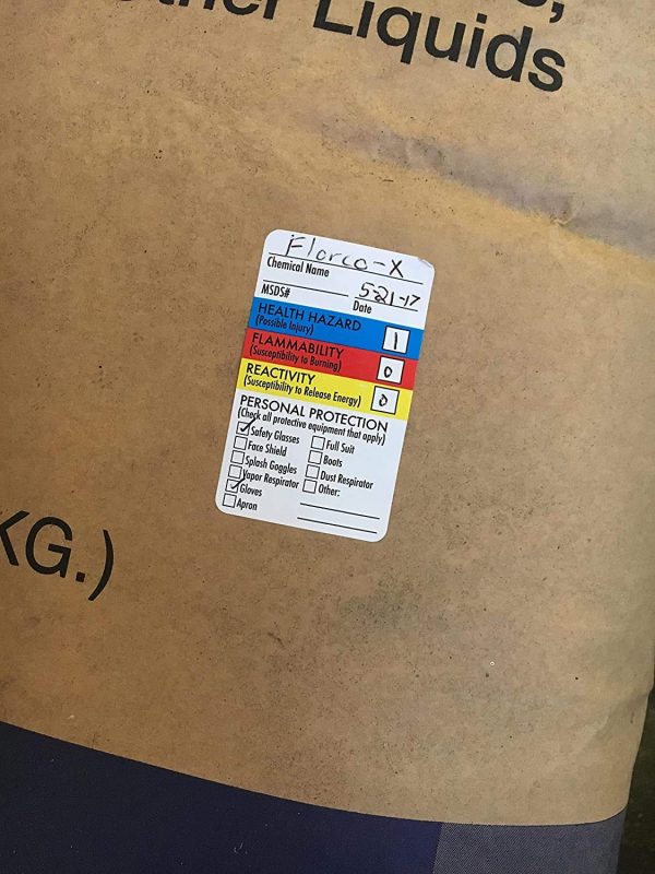 SDS Stickers/MSDS Stickers, 1.5”x2.5”, Roll of 250, Right to Know - Chemical Identifying and Marking, Self Adhesive - Image 4