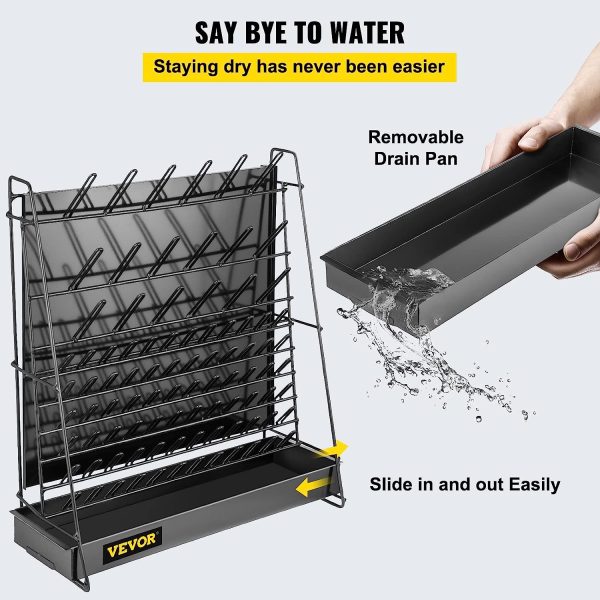 VEVOR Drying Rack for Lab 90 Pegs Lab Glassware Rack Steel Wire Glassware Drying Rack Wall-Mount/Free-Standing Detachable Pegs Lab Glass Drying Rack Black Cleaning Frame for School Laboratory Utensils - Image 5