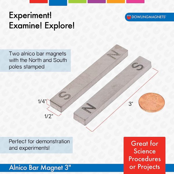 Dowling Magnets 3" Alnico Bar Magnets, Set of Two - Image 3