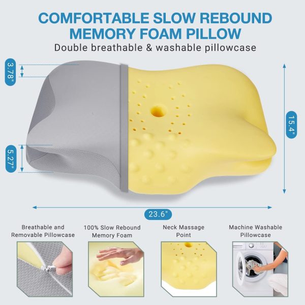 DONAMA Cervical Pillow, Contour Cooling Memory Foam Pillow for Neck Pain Relief, Odorless Ergonomic Orthopedic Neck Support Bed Pillow for Side,Back and Stomach Sleepers with Breathable Pillowcase - Image 6