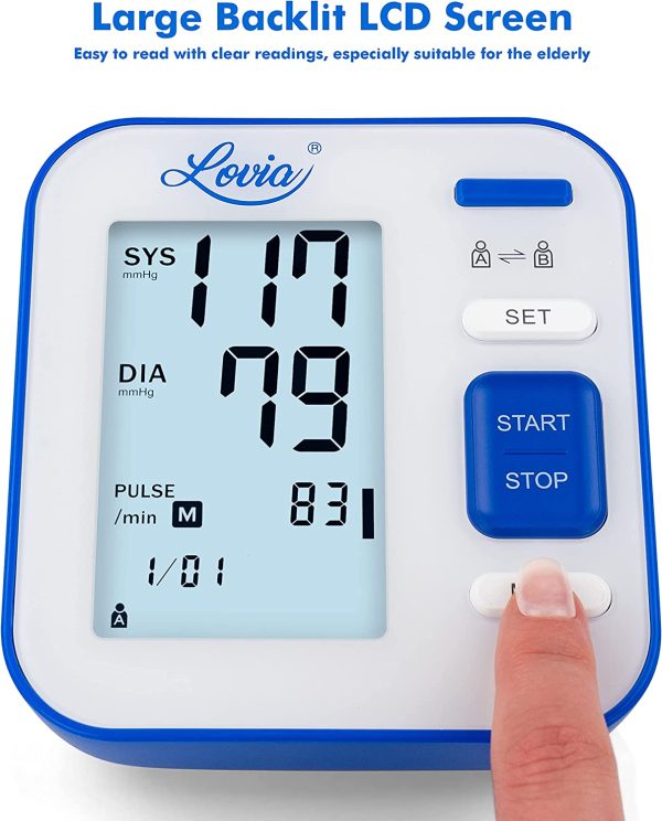 Blood Pressure Monitor Upper Arm, LOVIA Accurate Automatic Digital BP Machine for Home Use & Pulse Rate Monitoring Meter with Cuff 22-40cm, 2×120 Sets Memory - Image 4