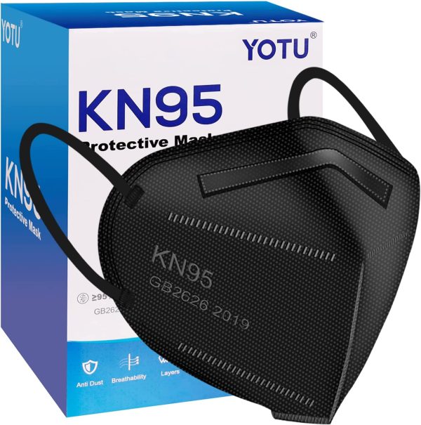 YOTU KN95 Face Masks 60 Pcs,5 Layers Cup Dust Mask,Filter Efficiency 95%, Suitable for Home Work Restaurants