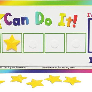 Kenson Kids “I Can Do It!” Token Board. Colorful Magnetic Rewards Chart with Positive-Reinforcement Stars and Customizable Goal Box. Great for Ages 3-10. Measures 5-Inches by 11-Inches