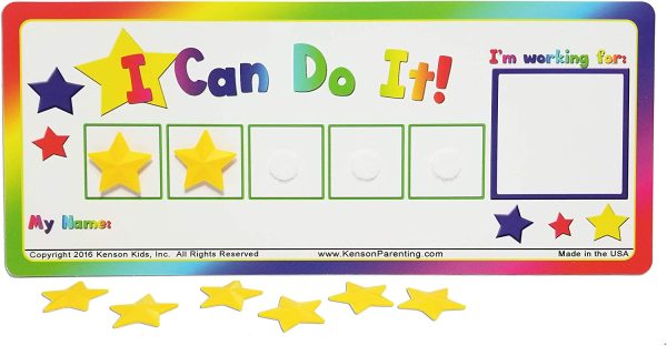 Kenson Kids “I Can Do It!” Token Board. Colorful Magnetic Rewards Chart with Positive-Reinforcement Stars and Customizable Goal Box. Great for Ages 3-10. Measures 5-Inches by 11-Inches