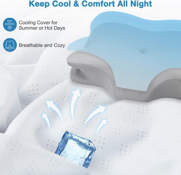DONAMA Cervical Pillow, Contour Cooling Memory Foam Pillow for Neck Pain Relief, Odorless Ergonomic Orthopedic Neck Support Bed Pillow for Side,Back and Stomach Sleepers with Breathable Pillowcase - Image 2