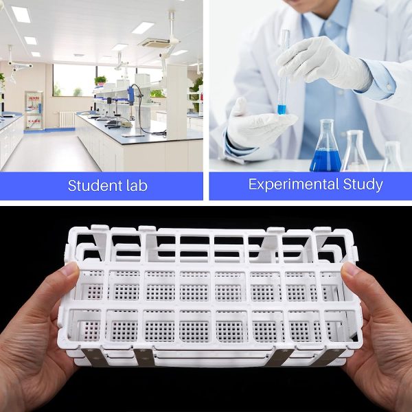 HHNIULI 10PCS Plastic Test Tube Rack, 24 Holes Lab Test Tube Rack Holder for 25mm Test Tubes, White, Detachable - Image 6