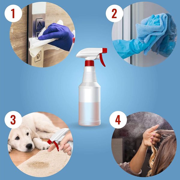 LiBa Spray Bottles (4 Pack,16 Oz), Refillable Empty Spray Bottles for Cleaning Solutions, Hair Spray, Watering Plants, Superior Flex Nozzles, Squirt, Mist Sprayer, Bleach/Vinegar/Rubbing Alcohol Safe - Image 3