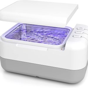 ATOROBROS Ultrasonic Cleaner, Ultrasonic U-V Cleaner for Denture, Aligner, Retainer, Dental Mouth Guard, Toothbrush Head, 46KHz Ultrasonic Cleaning with 3-Min Auto Timing Shutdown, 24W