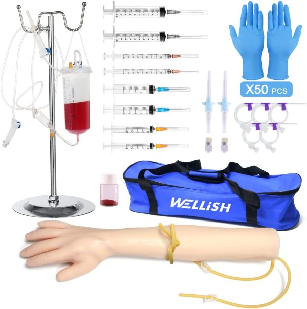 WELLiSH IV Practice Arm Infusion Model, Venipuncture Training Model Phlebotomy Practice Kit Injection Blood Drawing Model