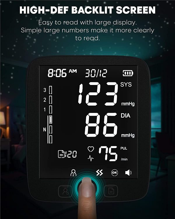 All New LAZLE Blood Pressure Monitor - Automatic Upper Arm Machine & Accurate Adjustable Digital BP Cuff Kit - Largest Backlit Display - 200 Sets Memory, Includes Batteries, Carrying Case - Image 3