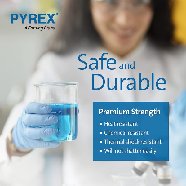 PYREX Griffin Borosilicate Glass Beaker- Low Form Graduated Measuring Beaker with Spout– Premium Scientific Glassware for Laboratories, Classrooms or Home Use - PYREX Chemistry Glassware, 600mL, 2/Pk - Image 4
