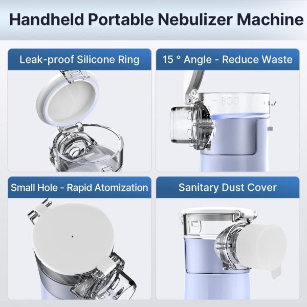 Portable Nebulizer, Nebulizer Machine for Adults and Kids for Travel and Household Use Handheld Mesh Nebulizer for Breathing Problems with Autoclean Mode - Image 2