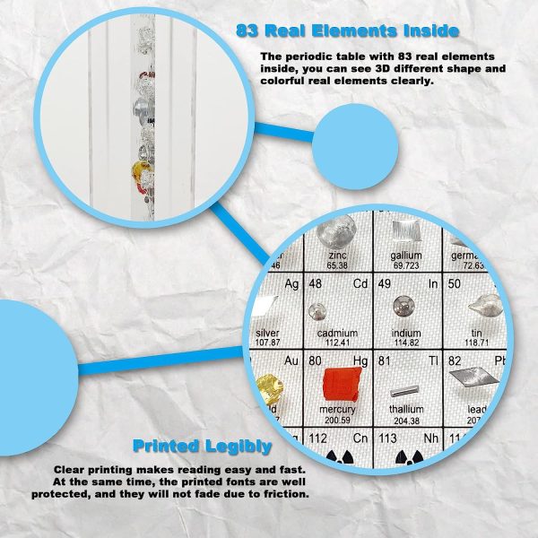 Periodic Table with Real Elements Inside, Acrylic Periodic Table with Flannel Bag, 3D Periodic Table of Elements, Chemistry Gifts for Kids Adults Teacher(6" x 4.5") - Image 2