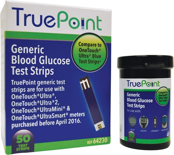 TruePoint Generic Test Strips 50 Count for Use with OneTouch Ultra, Ultra2, and UltraMini & UltraSmart Meters All Purchased Before April 2016