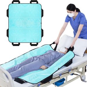 Joiish Positioning Bed Pad with 8 Reinforced Soft Handles, 48" x 40" 500 LBS Load-Bearing Multipurpose Transfer Pad for Turning, Lifting & Repositioning, Washable Draw Sheet for Home & Hospital