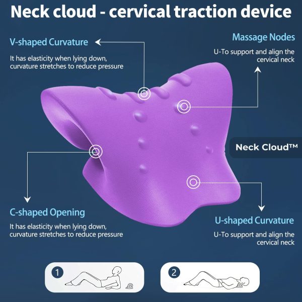 Neck Cloud - Cervical Traction Device, Neck Cloud for Hump, Cervical Neck Traction Device, Neck and Shoulder Relaxer,Neck Stretcher Cervical Traction for Tmj Pain Relief (Purple) - Image 3