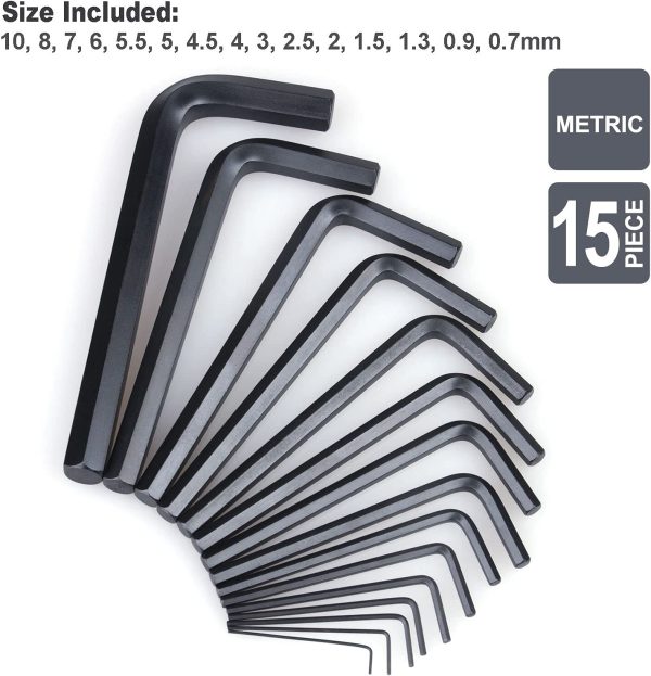 EFFICERE 30-Piece Premium Hex Key Allen Wrench Set, SAE and Metric Assortment, L Shape, Chrome Vanadium Steel, Precise and Chamfered Tips | SAE 0.028-3/8 inch | Metric 0.7-10 mm | In Storage Case - Image 3