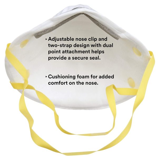 3M Personal Protective Equipment Particulate Respirator 8210, N95, Smoke, Dust, Grinding, Sanding, Sawing, Sweeping, 20/Pack - Image 3