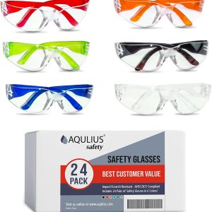 Aqulius Safety Glasses (Bulk Pack) ANSI Z87+ Certified - Scratch/Impact Resistant Protective Goggles