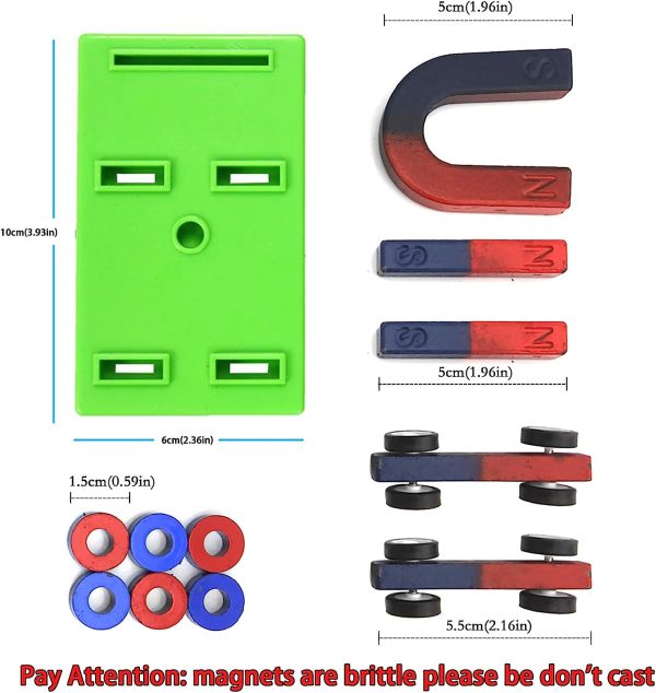 EUDAX Labs Junior Science Magnet Set for Education Science Experiment Tools Icluding Bar/Ring/Horseshoe/Compass Magnets - Image 4