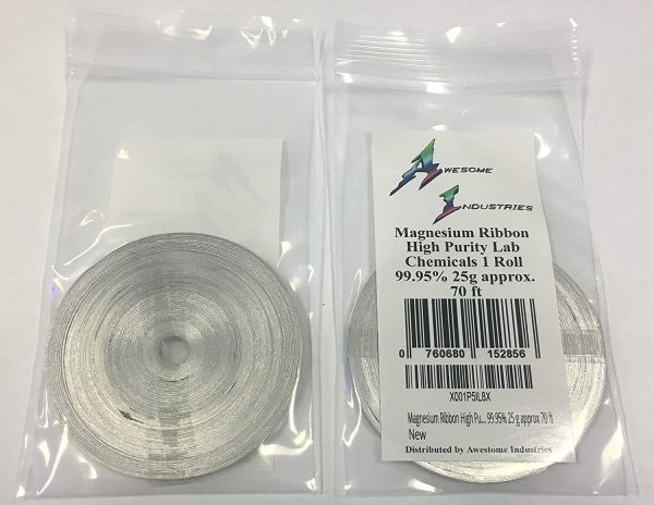 Magnesium Ribbon High Purity Lab Chemicals 1 Rolls 99.95% 25 g Approx 70 ft Awesome Industries - Image 2