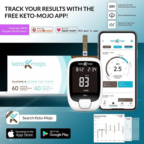 KETO-MOJO Test Strip Combo Pack for Use ONLY with The New GK+ Meter | 60 Blood Glucose + 60 Blood Ketone (120ct) - Image 5