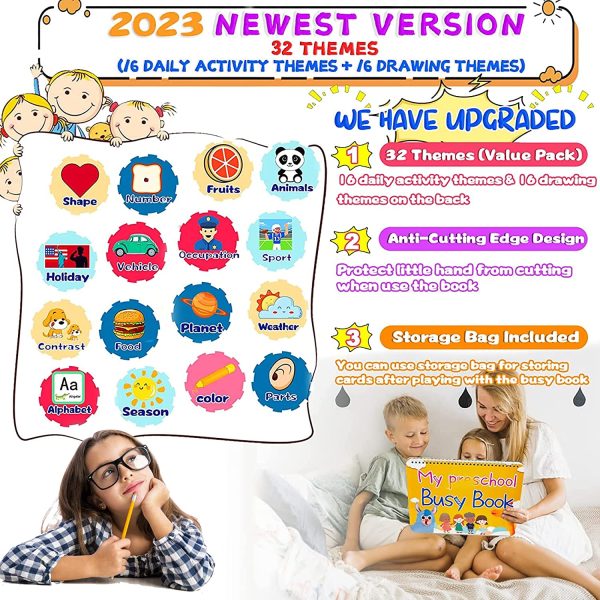 HeyKiddo Toddler Busy Book, 2023 Newest Autism Toys for Kids, Preschool Activity Binder for Autism & Special Needs, Drawing/ Educational Book for Home School Learning - Image 2