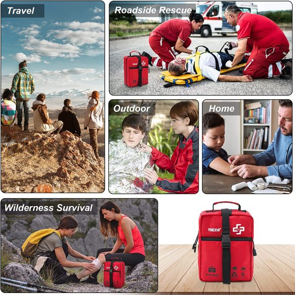 VRIEXSD 400 Piece Large First Aid Kit Premium Emergency Kits for Home, Office, Car, Outdoor, Hiking, Travel, Camping, Survival Medical First Aid Bag, Red - Image 5