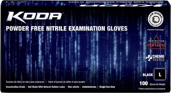 Adenna KODA Nitrile Exam, Sensitive Skin, Powder Free Disposable Gloves, 5.5 Mil, Box of 100, Black Medium, GL-NCF235BKFM - Image 3