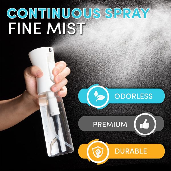 Hula Home Spray Bottle for Hair (10.1oz/300ml) - Continuous Mist Ultra Fine Water Sprayer – For Hairstyling, Cleaning, Salons, Plants, Essential Oil Scents & More - White - Image 2
