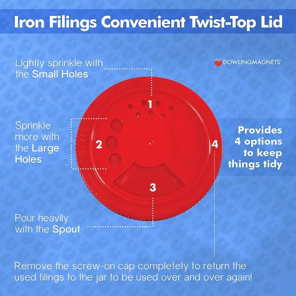 Dowling Magnets Iron Filings Variety Pack, 3 Jars (fine, Medium, coarse), 12 Ounces Each (731050) - Image 7