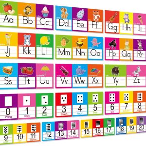 Alphabet Line Bulletin Board Set ABC Number 0-20 Wall Decorations for Pre-School Kindergarten Elementary Classroom Nursery Homeschool