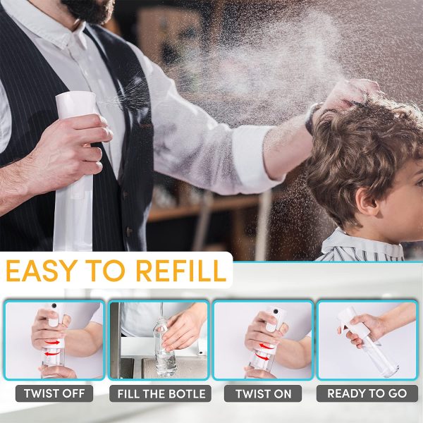 Hula Home Spray Bottle for Hair (10.1oz/300ml) - Continuous Mist Ultra Fine Water Sprayer – For Hairstyling, Cleaning, Salons, Plants, Essential Oil Scents & More - White - Image 4