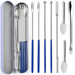 8 Piece Capsule Filling Machine Kits for Empty Pill Capsules Filler, Home & Lab Supplies - Micro Tiny Spoon Spatula, Lab Scoop Filling Tray, Herb Powder Tamper Tool, Gel Capsules Size #000 00 0 1 2 3