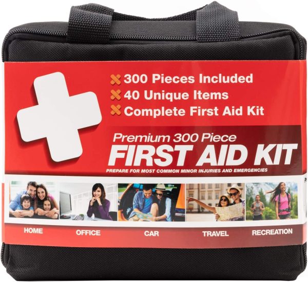 Premium 300 Piece (40 Unique Items) First Aid Kit | Emergency Medical Kits | Home, Business, Camping, Car, Office, Travel, Vehicle, Kids, Boat, Survival, Supplies